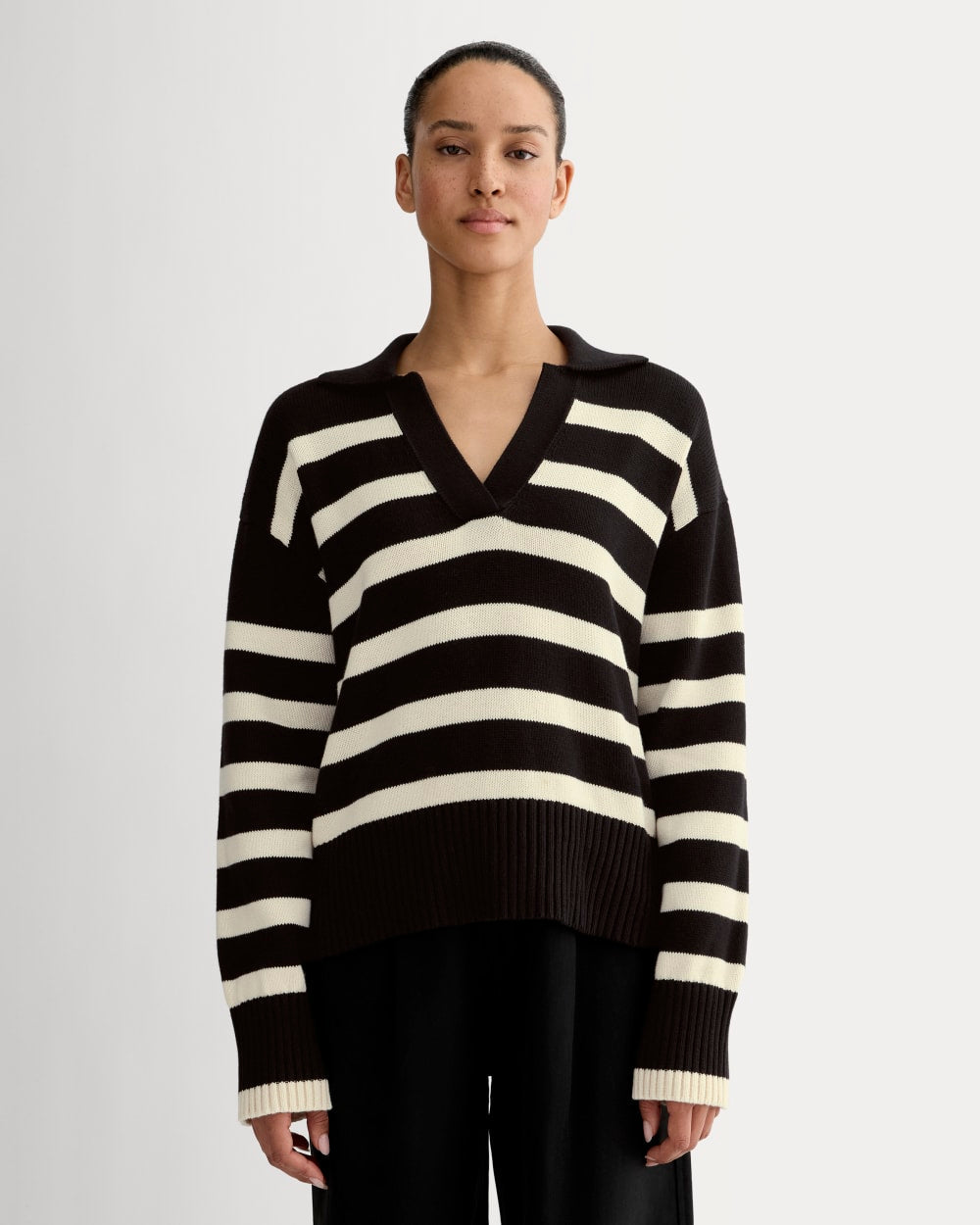 The Boxy Polo in Everyday Cotton | Black / Canvas