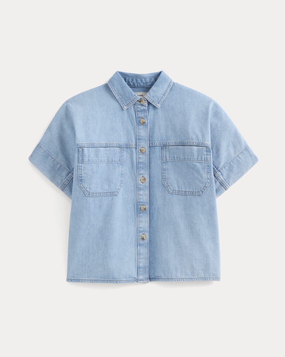 Cropped Boxy Denim Shirt | Light Indigo