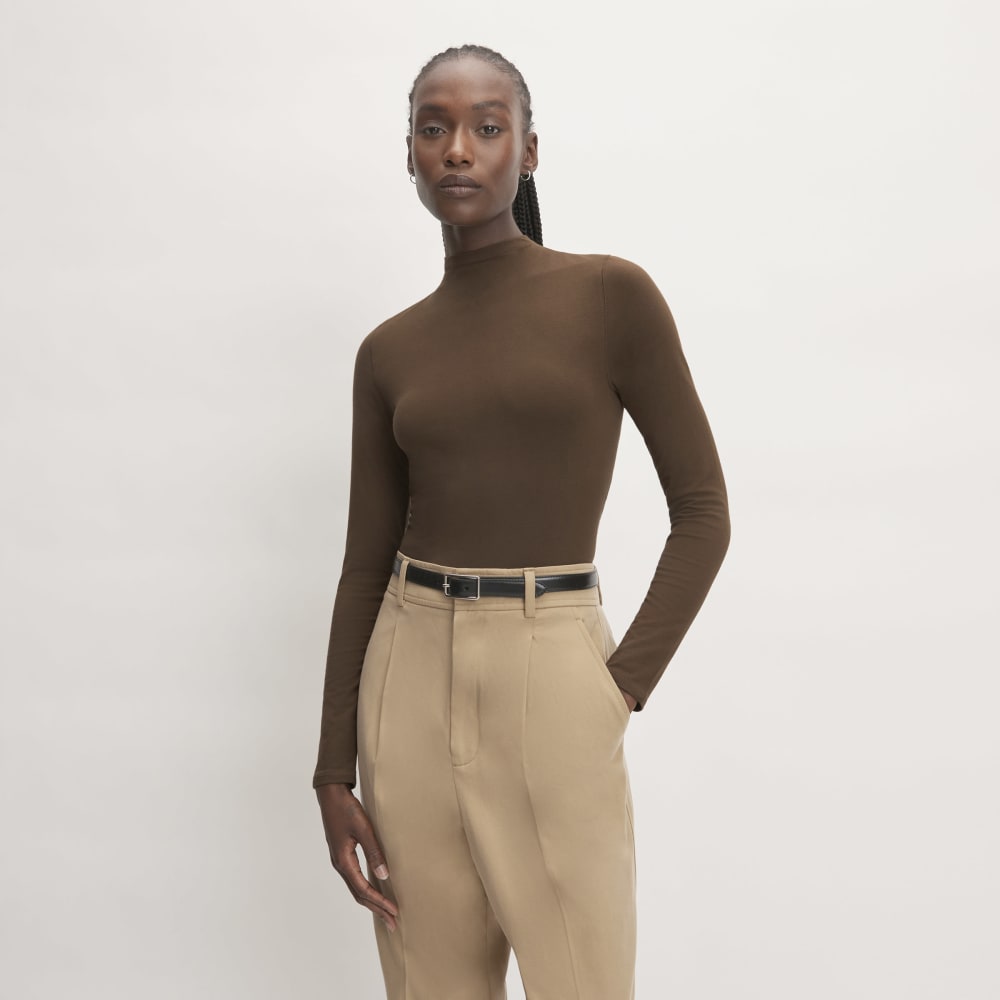 The Supima® Form Funnel Neck Tee | Cocoa