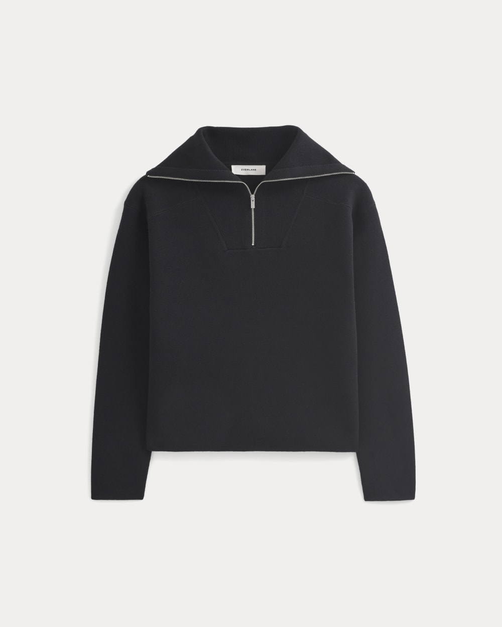 Double Knit Half-Zip in Cotton Merino | Black