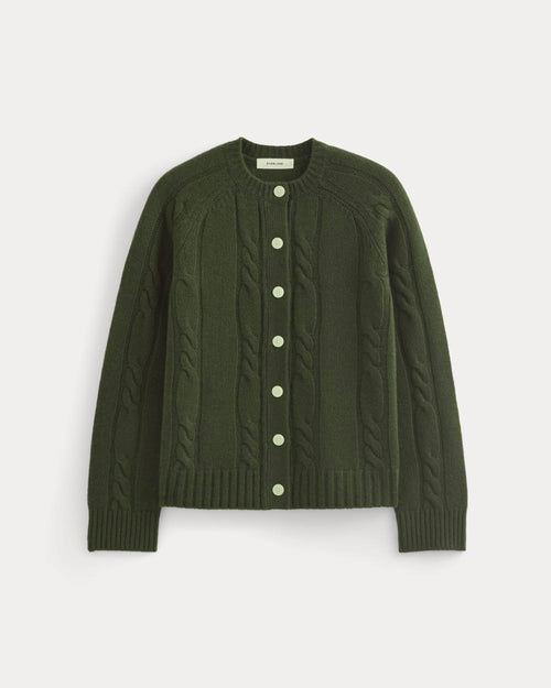 Cable Cardigan in Extrafine Luxe Merino | Dark Forest