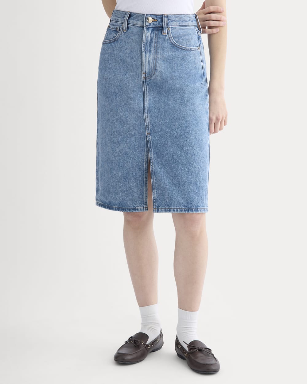 Mid-Rise Denim Midi Skirt | Vintage Mid Indigo