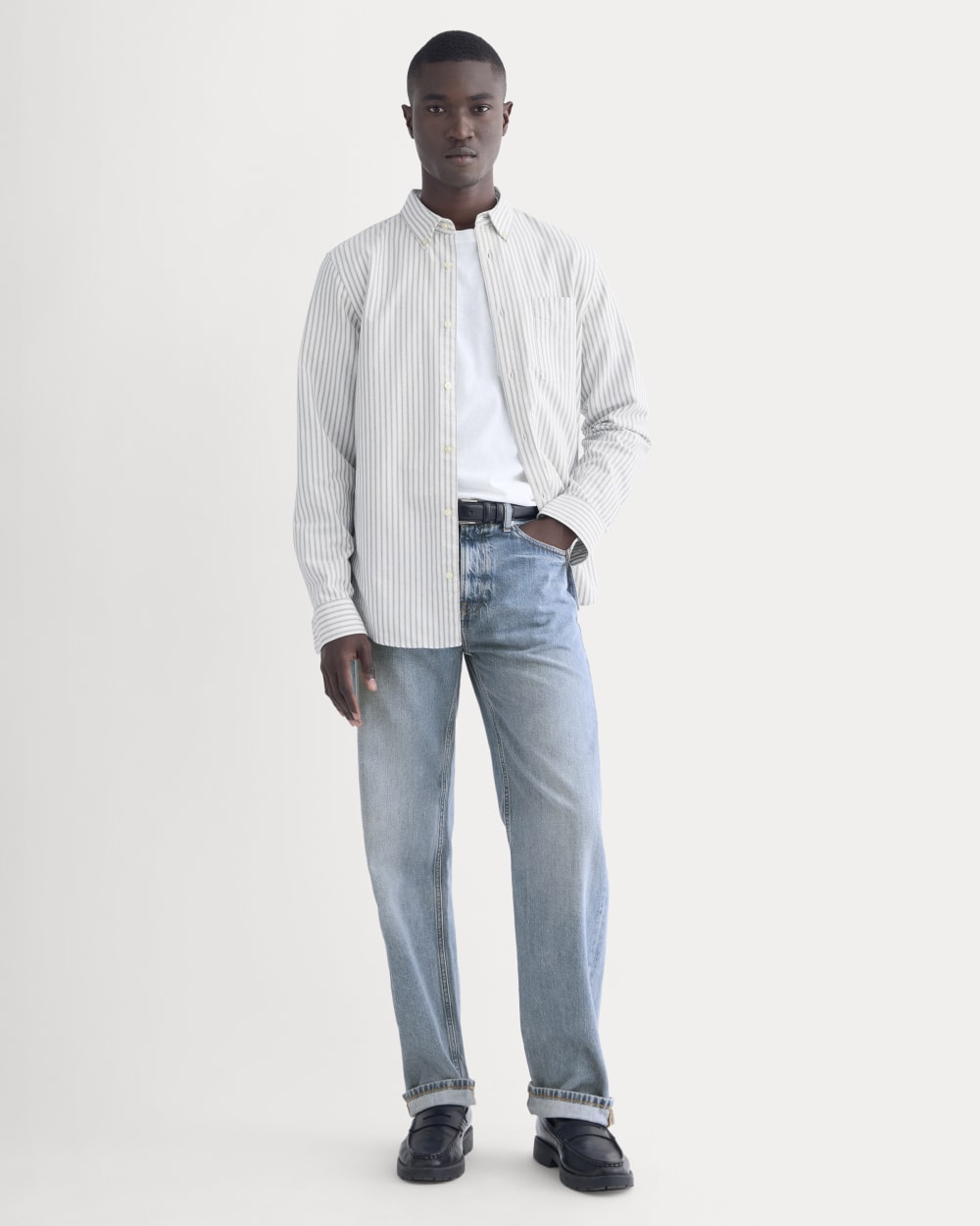 The Slim Oxford Shirt | Bone/Navy | Tall