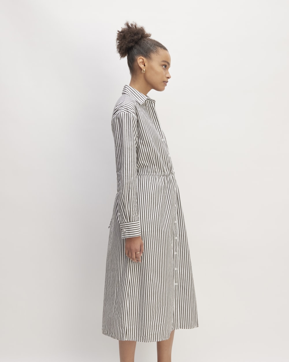 The Supima® Cotton Midi Shirt Dress | Optic White / Black