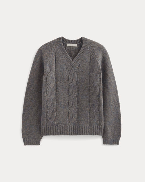 Cloud Cable V-Neck Sweater | Blue Multi Twist