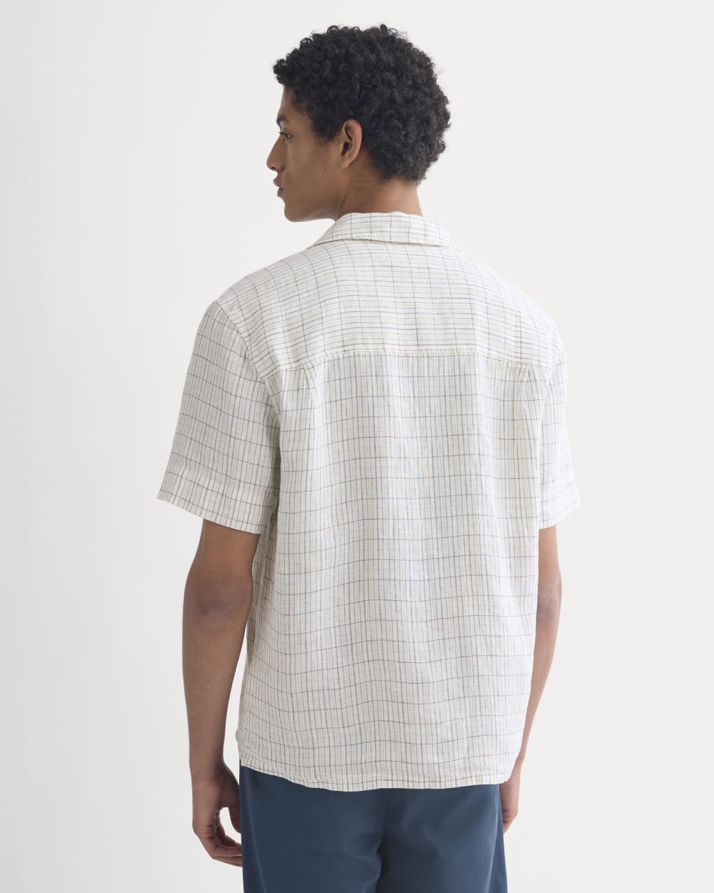 Linen Resort Shirt | Bone Plaid