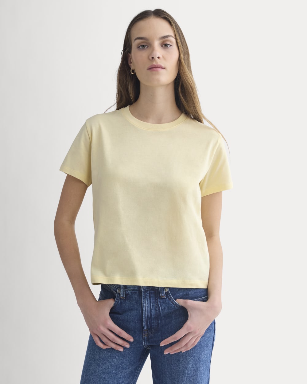 The Box-Cut Tee in Essential Cotton | Double Cream | No Pocket