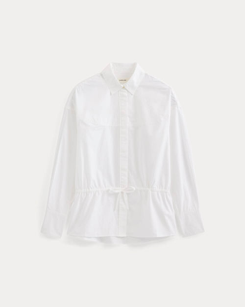 Oversized Cinched Shirt in Ultrasoft Cotton | White