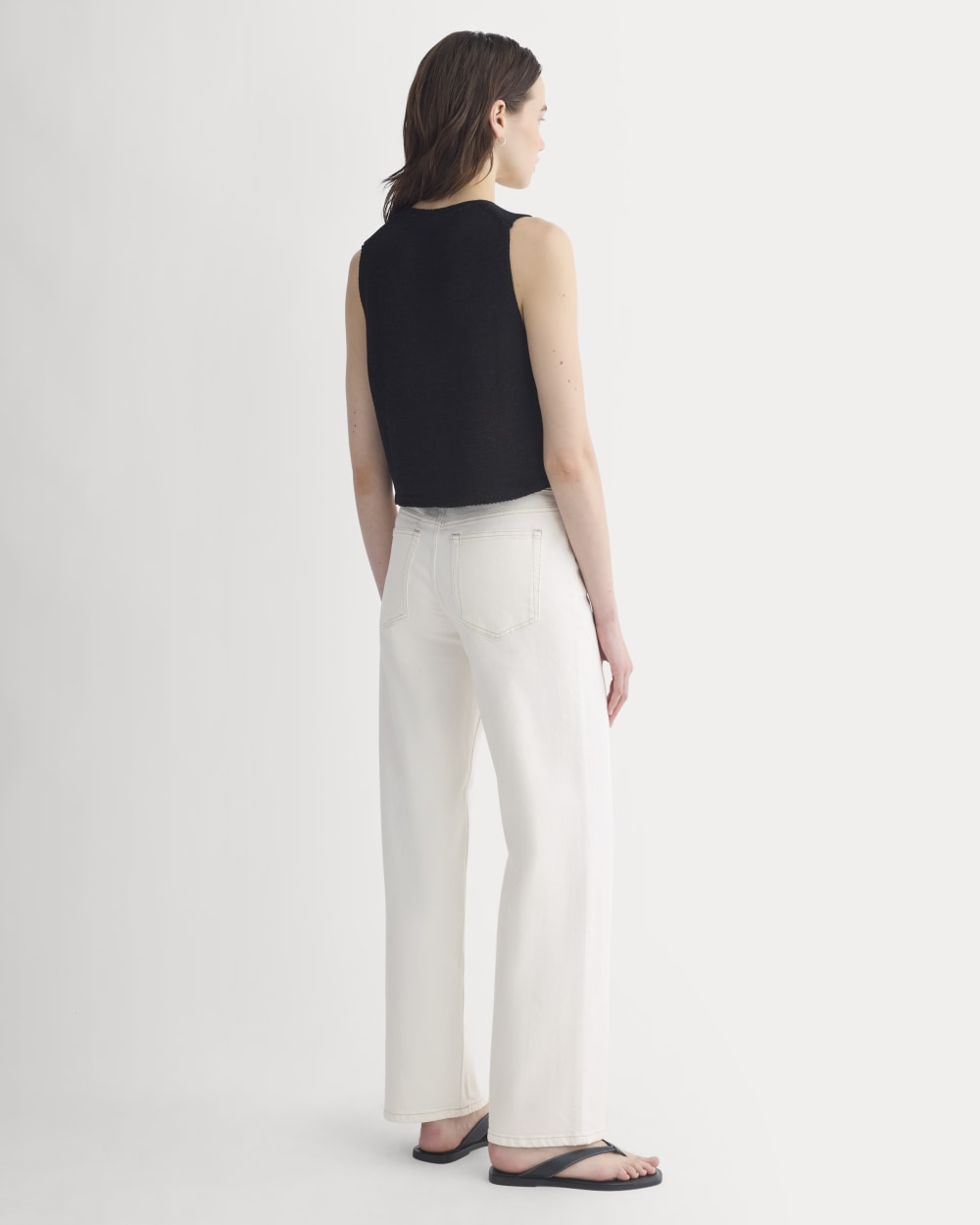 Button-Front Tank in Tape Yarn | Black