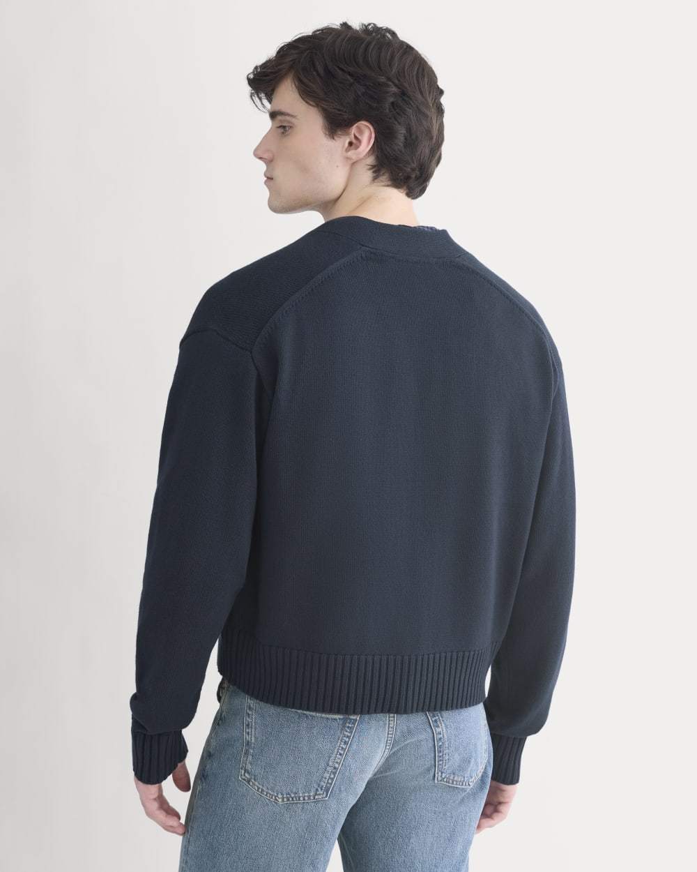 Cropped Cardigan in Everyday Cotton | Deep Navy