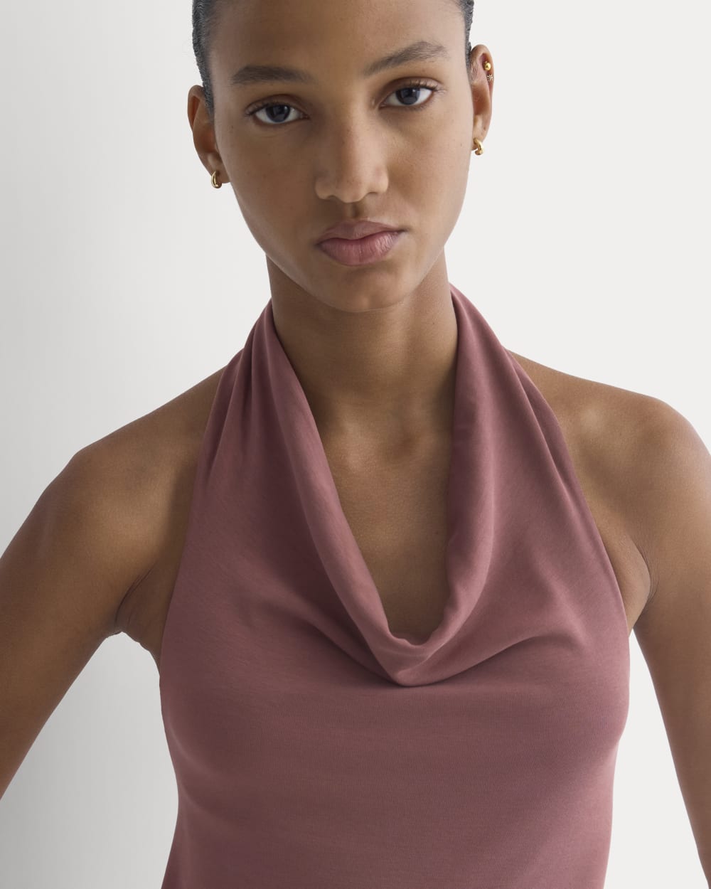 Halter Cowlneck Top in Butterknit | Washed Henna