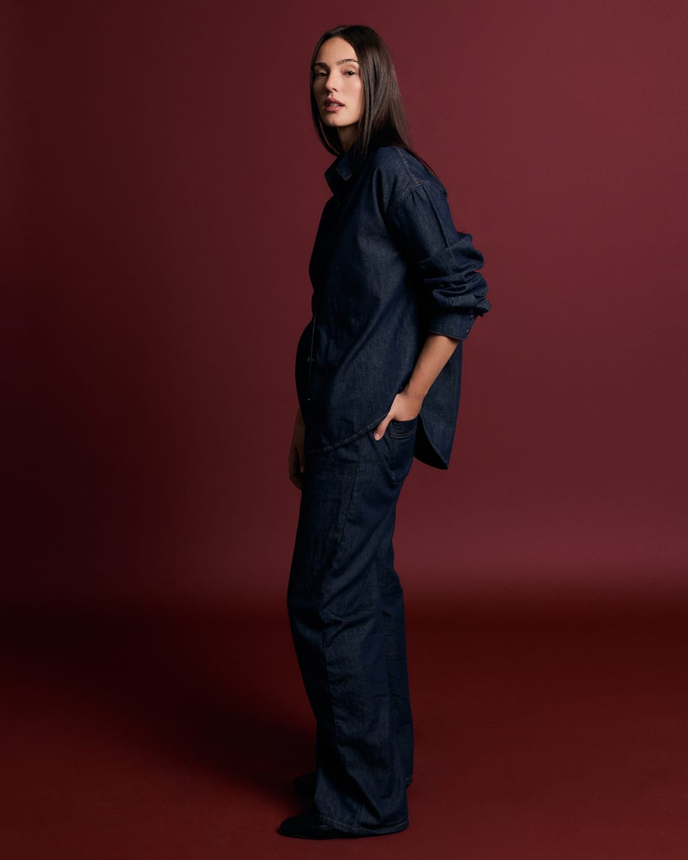 Everlane x Elena Bonvicini Crescent Barrel Jean | Deep Bay Indigo