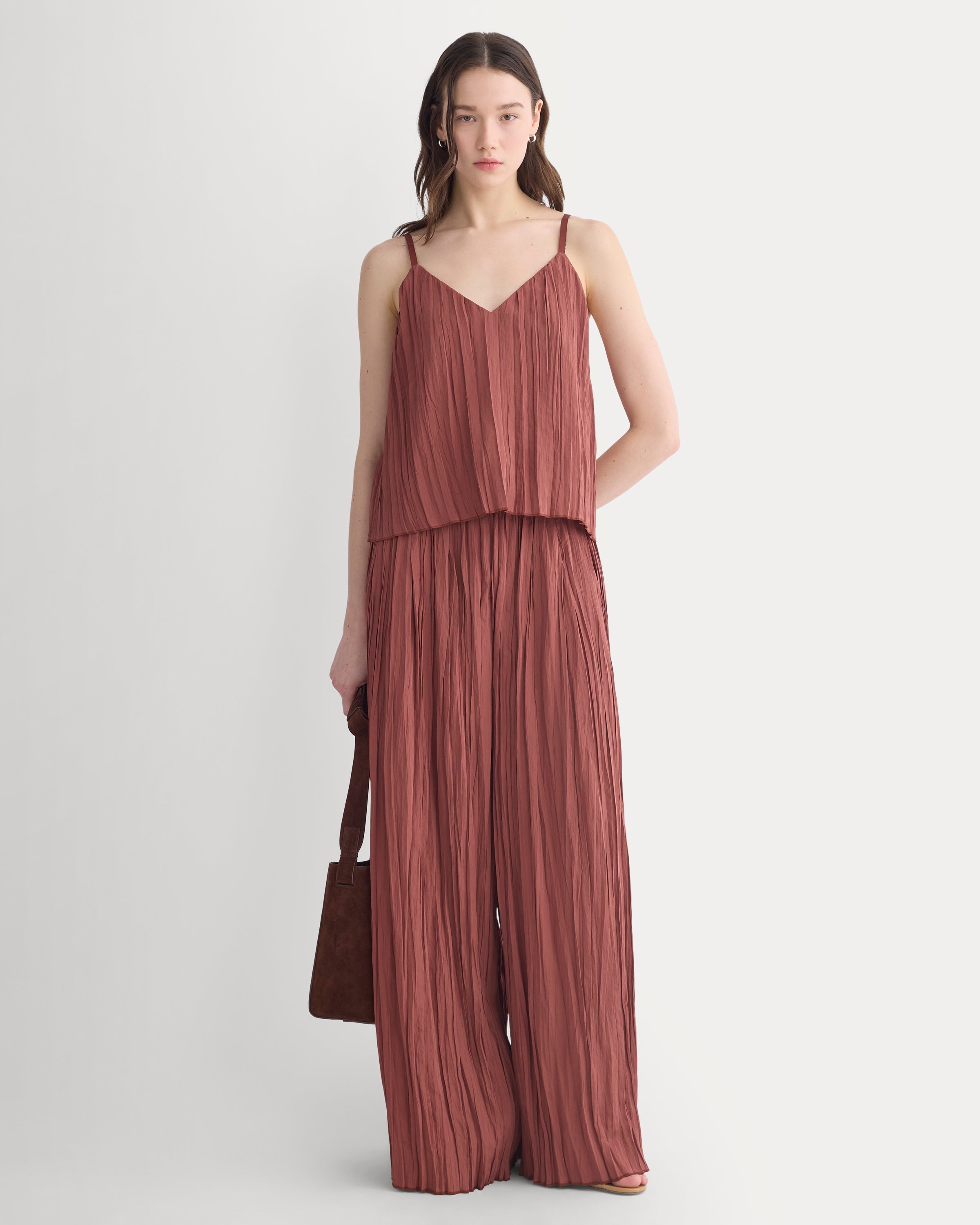 Crinkle Wide-Leg Pant | Henna Red