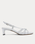 Made in Italy Braided Kitten Heel | Silver Leather