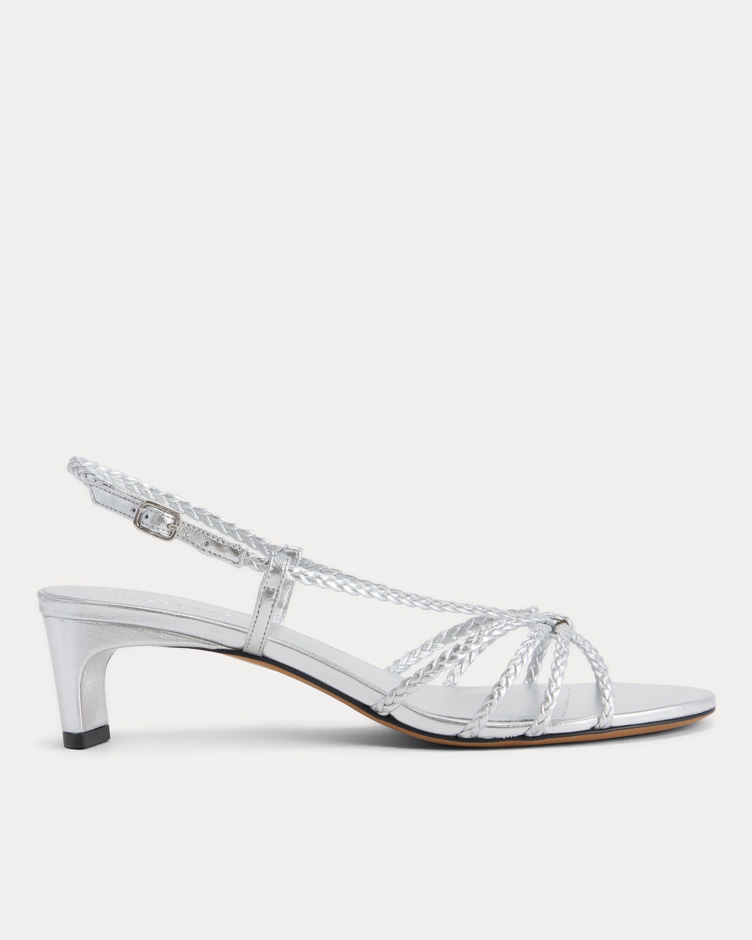 Made in Italy Braided Kitten Heel | Silver Leather