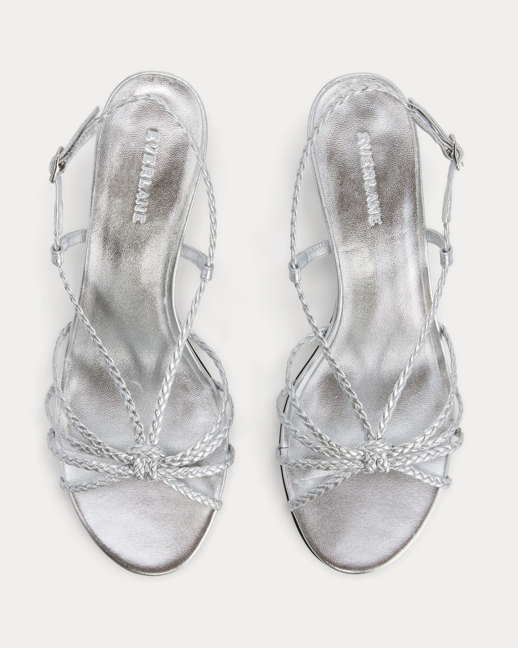 Made in Italy Braided Kitten Heel | Silver Leather
