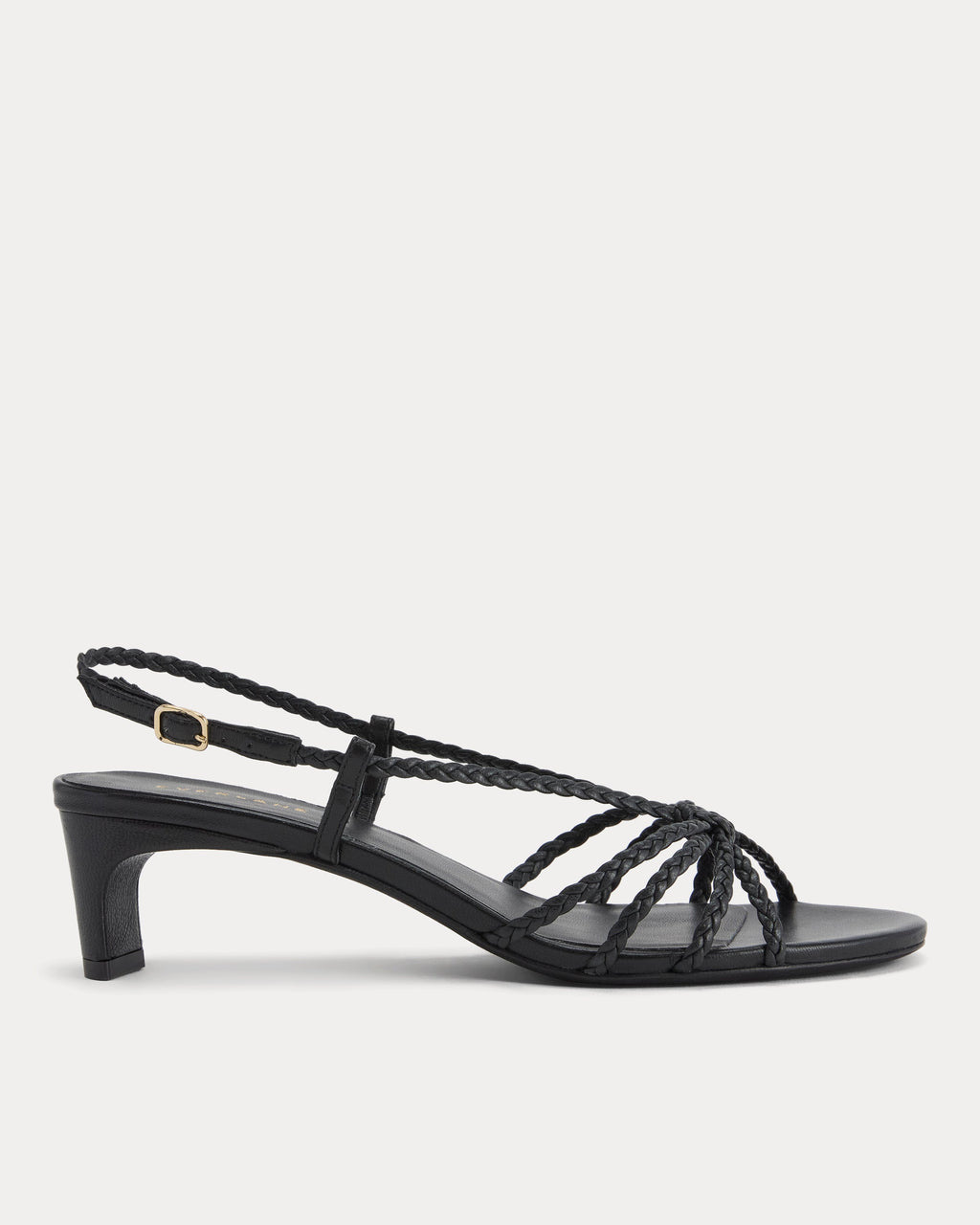 Made in Italy Braided Kitten Heel | Black Leather