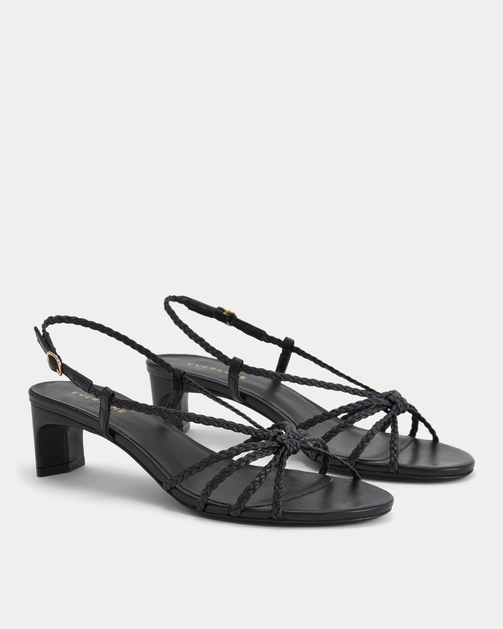 Made in Italy Braided Kitten Heel | Black Leather