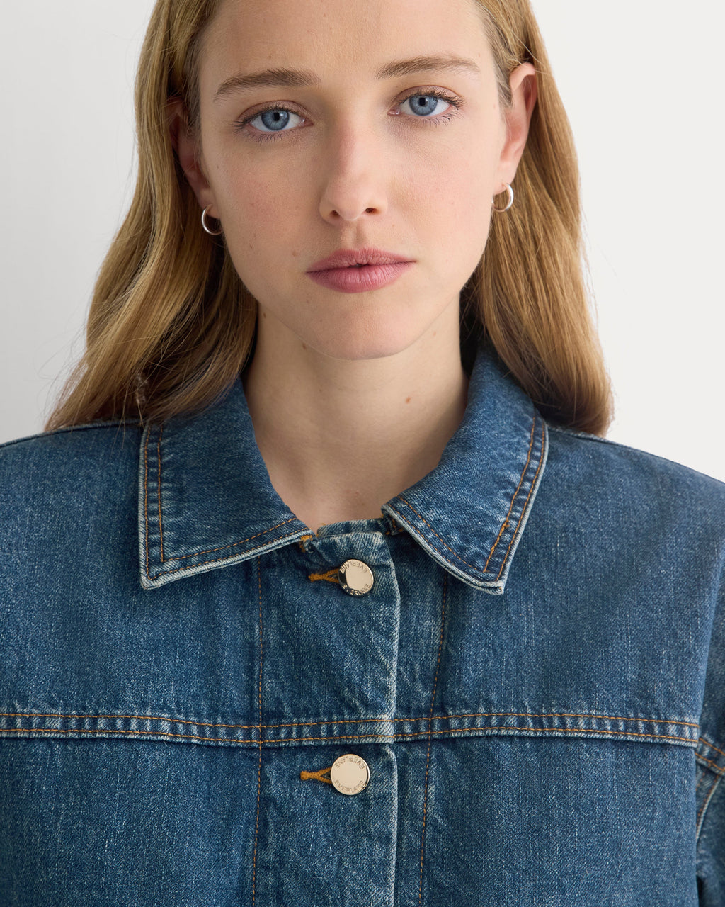 Cropped Trucker Jacket in Denim | Mid Indigo