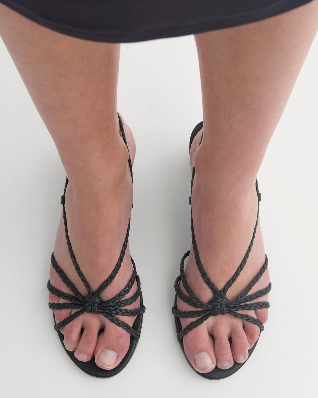 Made in Italy Braided Kitten Heel | Black Leather