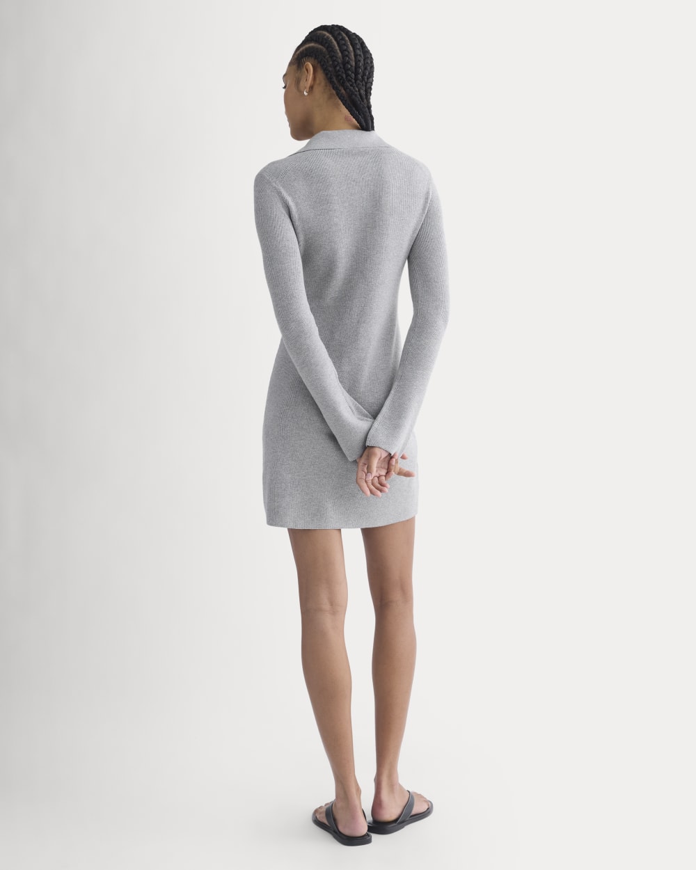 Knit Quarter-Zip Polo Dress | Light Heathered Grey