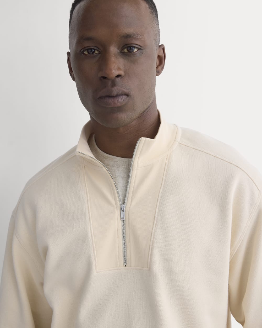 Lightweight Terry Zip Pullover | Parchment