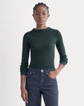 The Luxe Rib Funnel-Neck Tee | Heathered Dark Sea