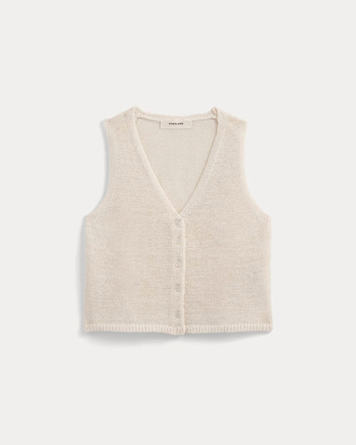 Button-Front Tank in Tape Yarn | Bone
