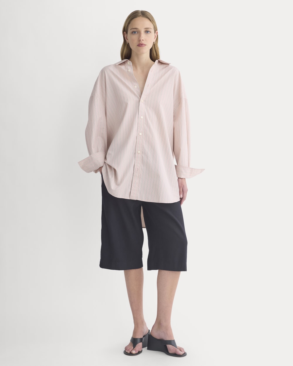 Back-Tie Oversized Shirt in Washed Poplin | Burnished Lilac/Gardenia