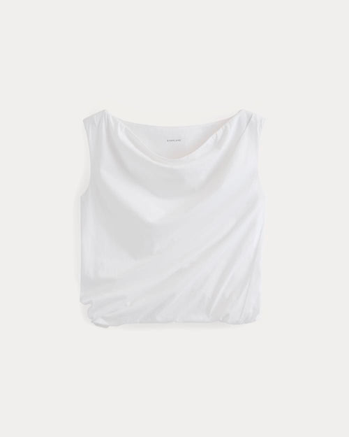 Boatneck Twisted Top in Essential Cotton | White