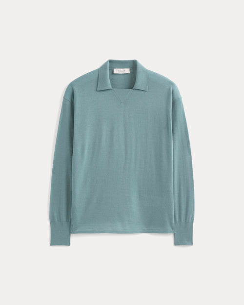 Oversized Polo in Ultrafine Merino | Gray Mist