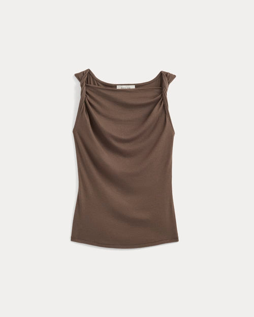 Cowl Neck Twist Tank in Butterluxe | Deep Taupe