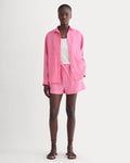 The Drawstring Boxer Short in Linen | Deep Pink