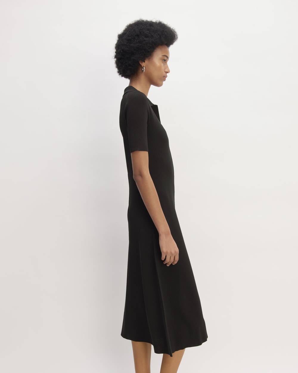 The Viscose Knit Polo Midi Dress | Black