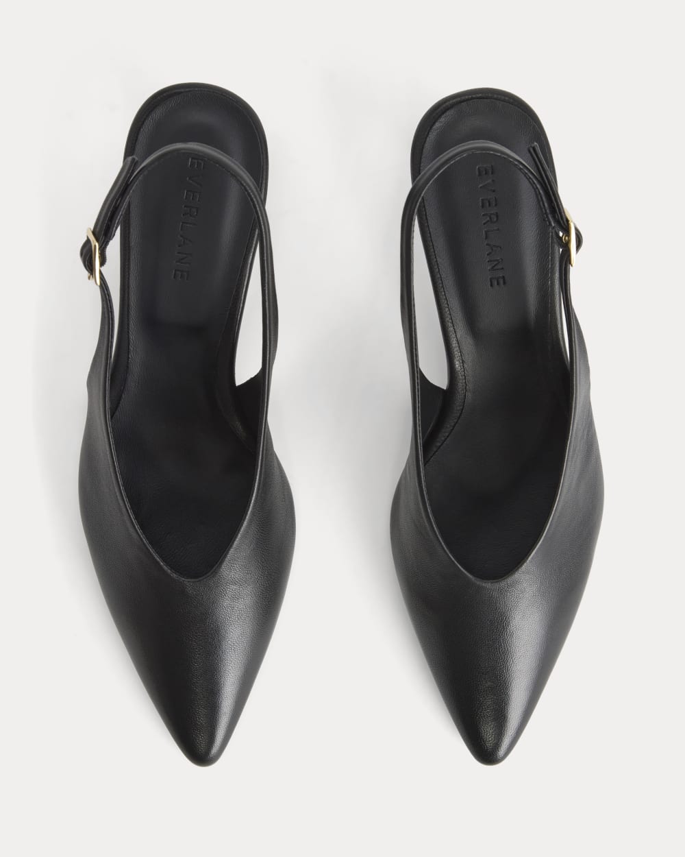 Pointed-Toe Slingback Heel | Black Leather