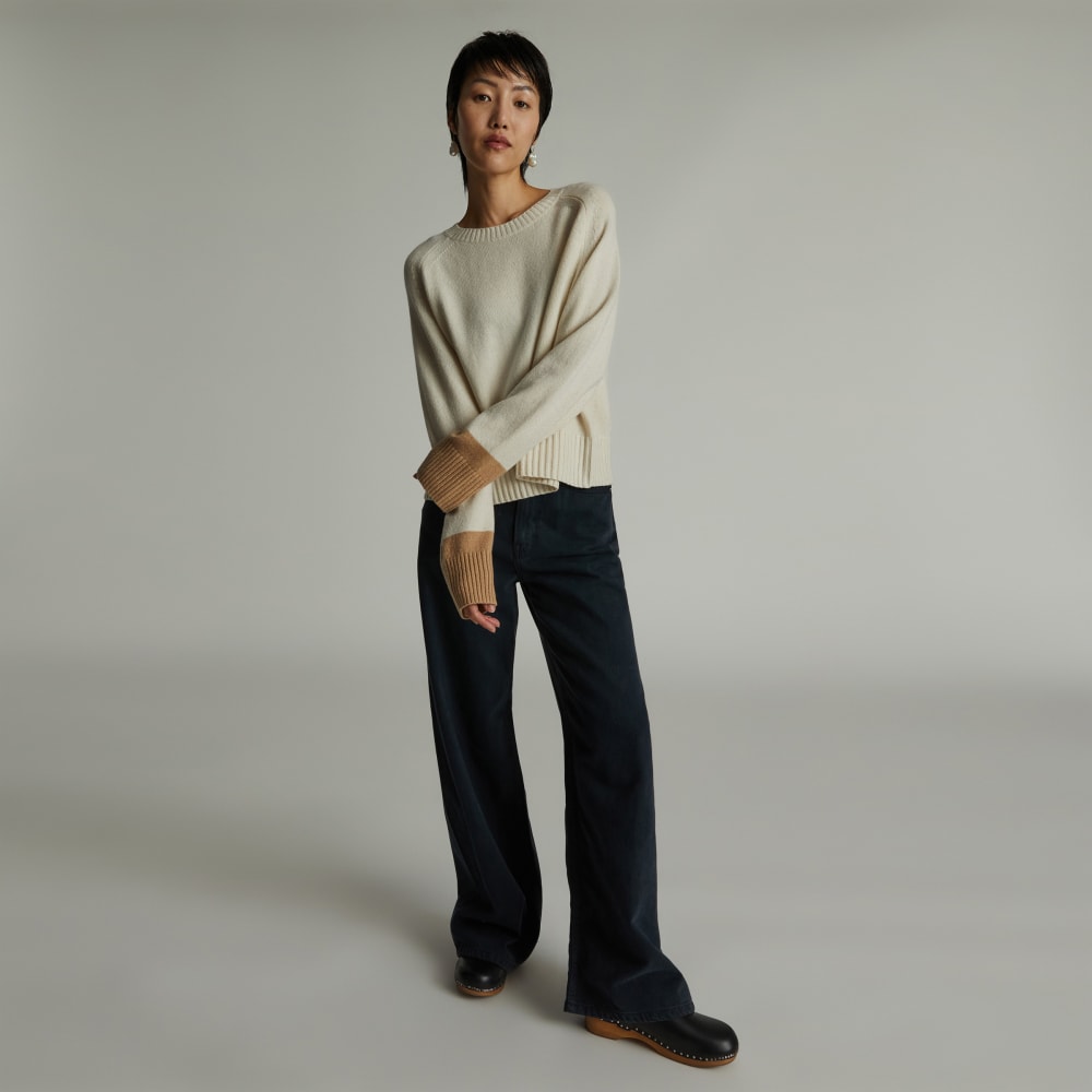 The Cashmere Boxy Crew | Bone / Light Camel