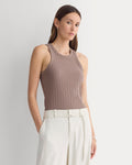 Racerback Tank in Pointelle | Heathered Chocolate Chip