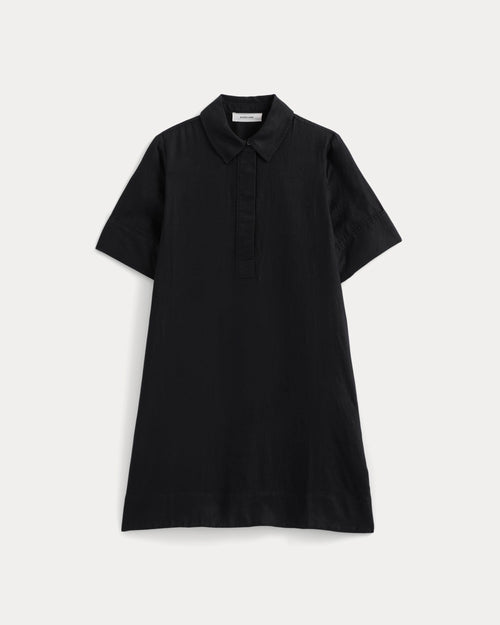 Mini Popover Shirtdress in Linen | Black
