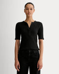 The Rib-Knit Short-Sleeve Henley | Black