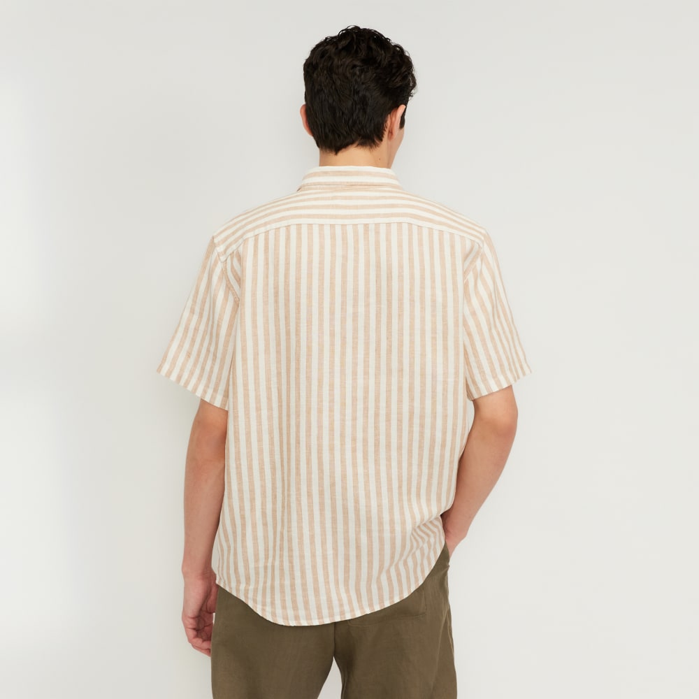 The Classic Short-Sleeve Shirt in Linen | Bone / Caramel