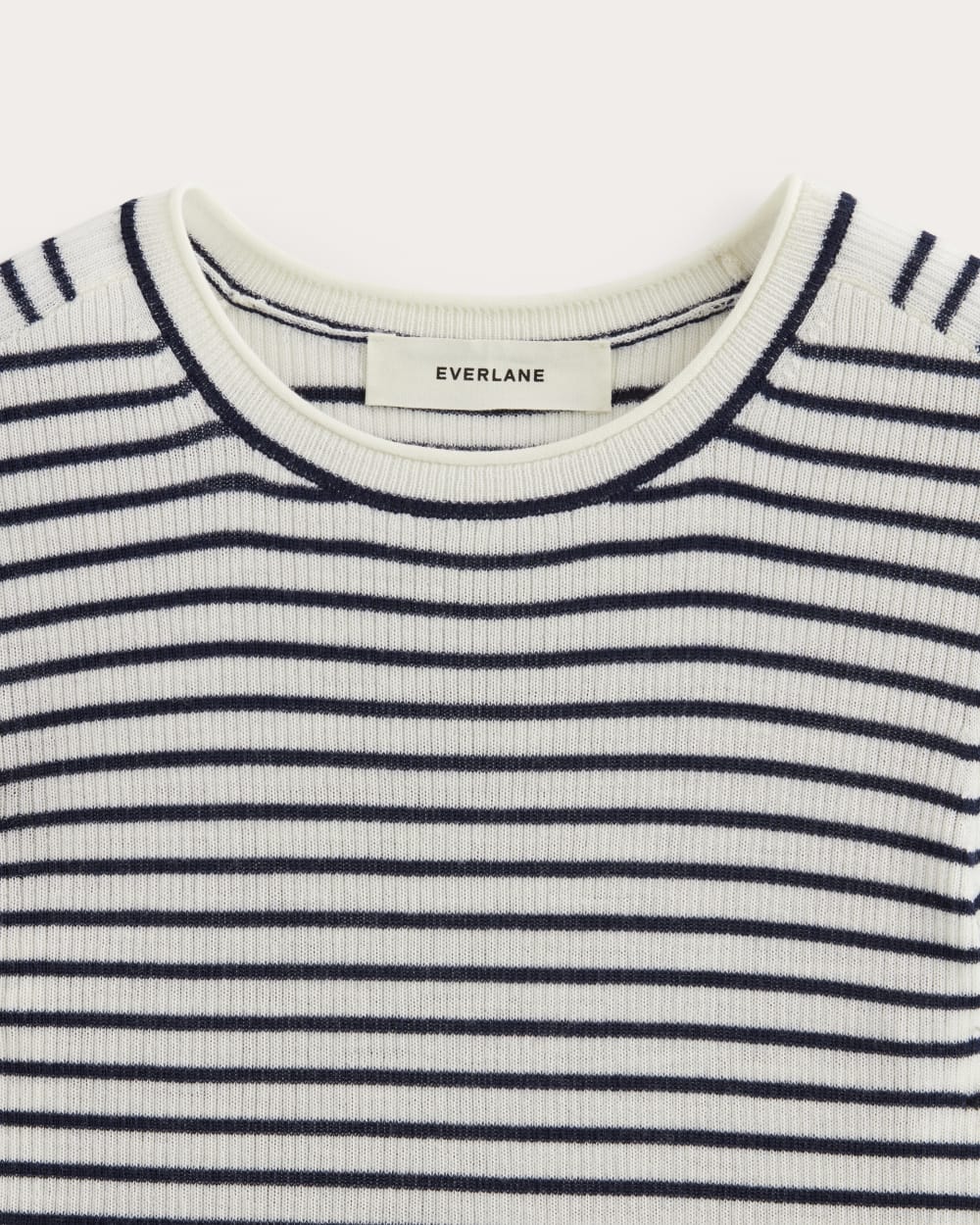 The Sweater Tee in Ultrasoft Merino | Bone/Navy