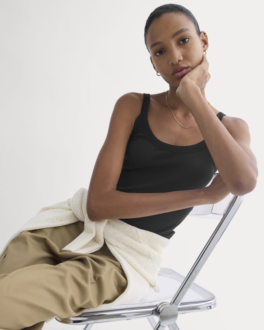 Soft Stretch U-Neck Tank | Black
