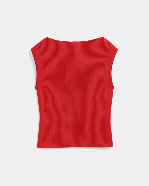 Boat-Neck Ribbed Knit | Fiery Red