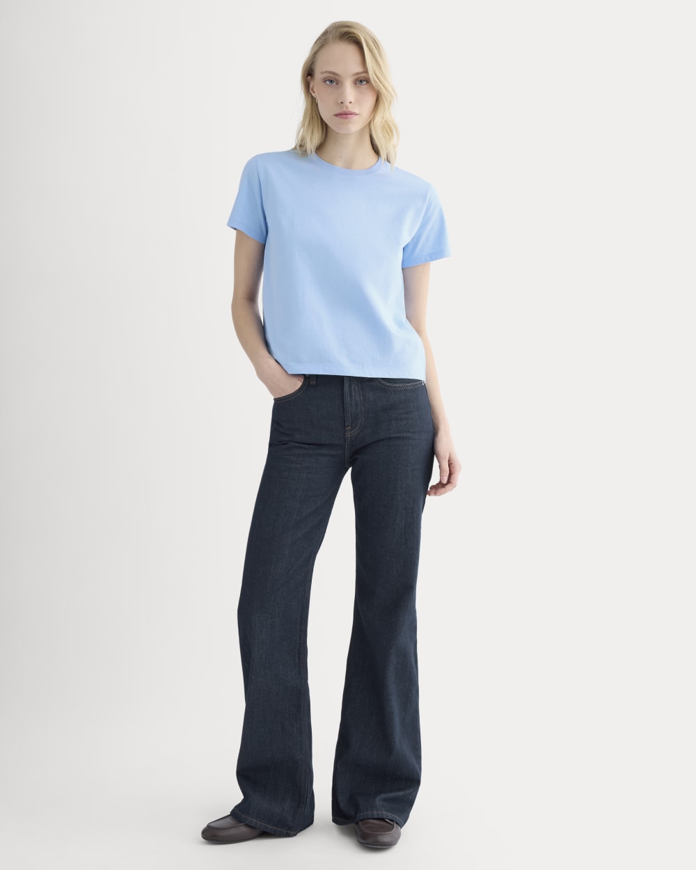 The Box-Cut Tee in Essential Cotton | Open Air Blue | No Pocket