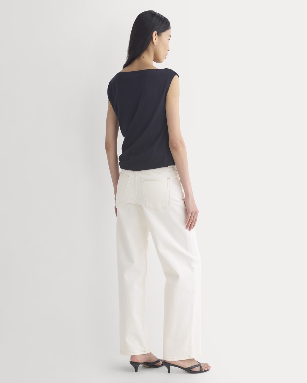 Boatneck Twisted Top in Essential Cotton | Black
