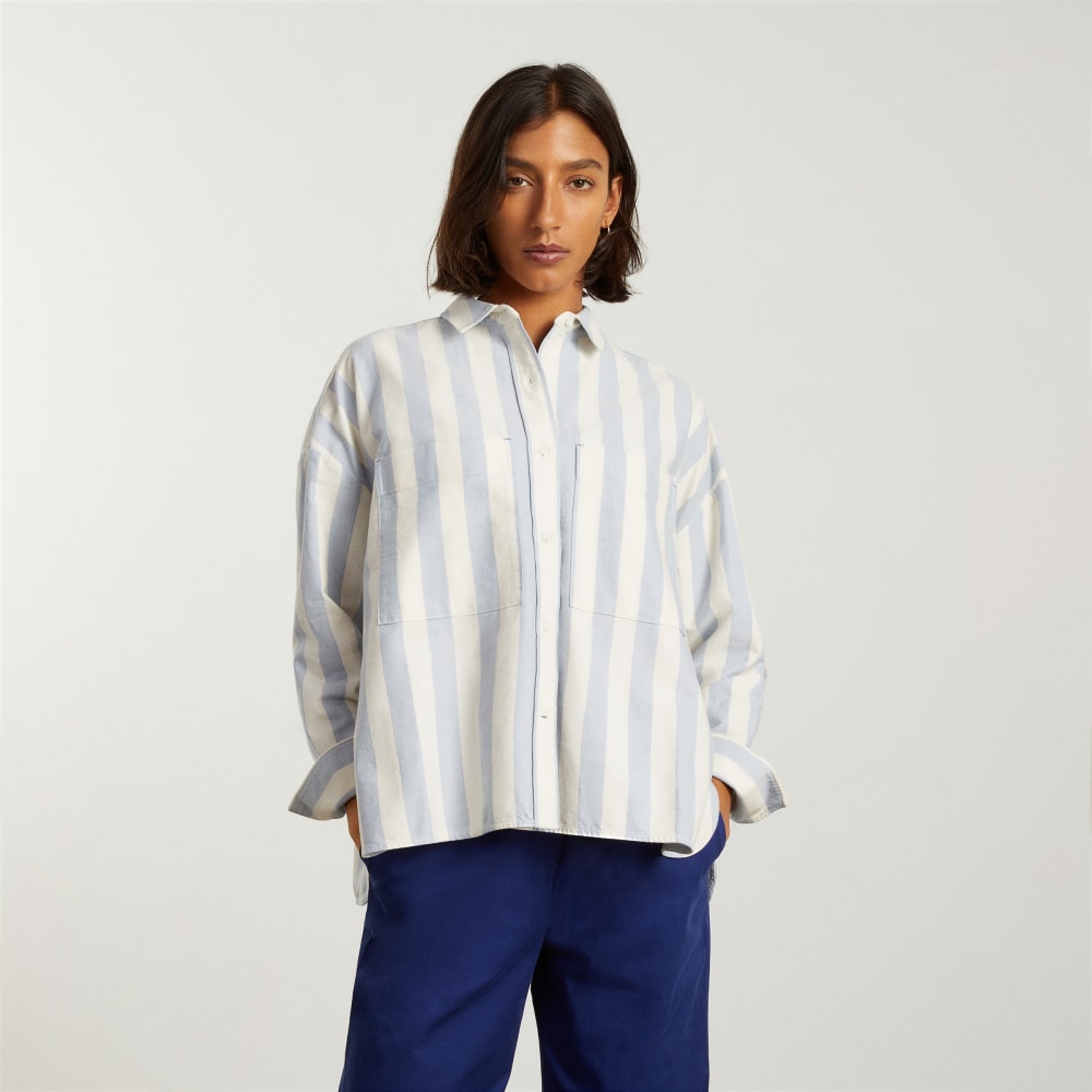 The Boxy Oxford | Blue / White