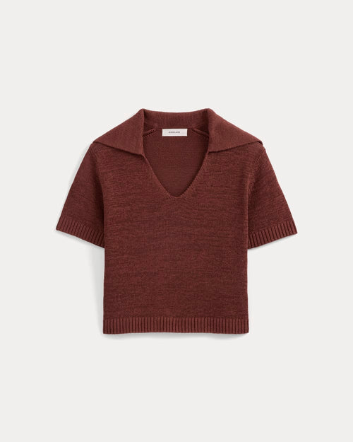 Open Collar Polo | Henna Red