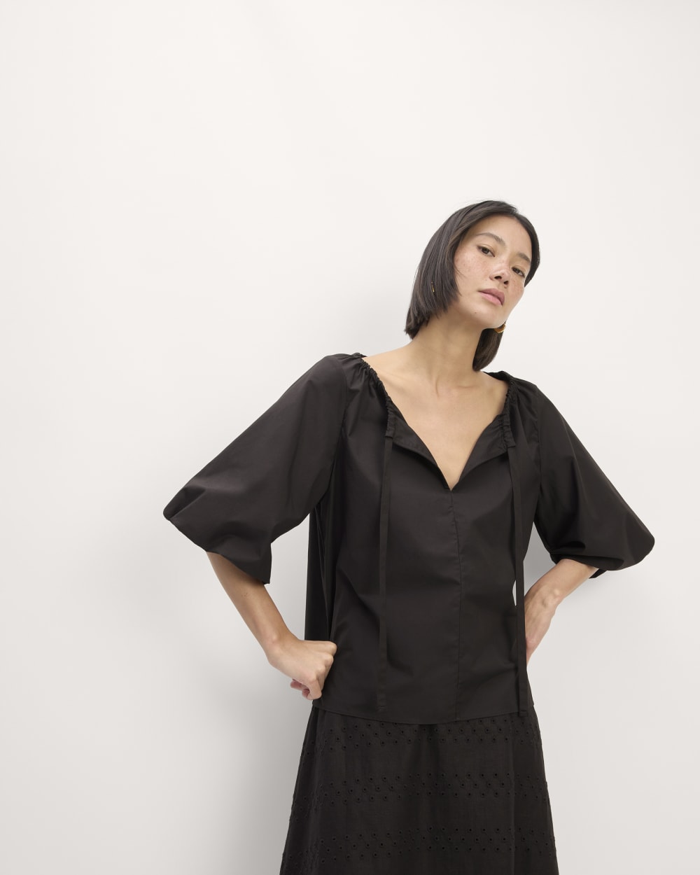 The Supima® Puff-Sleeve Top | Black