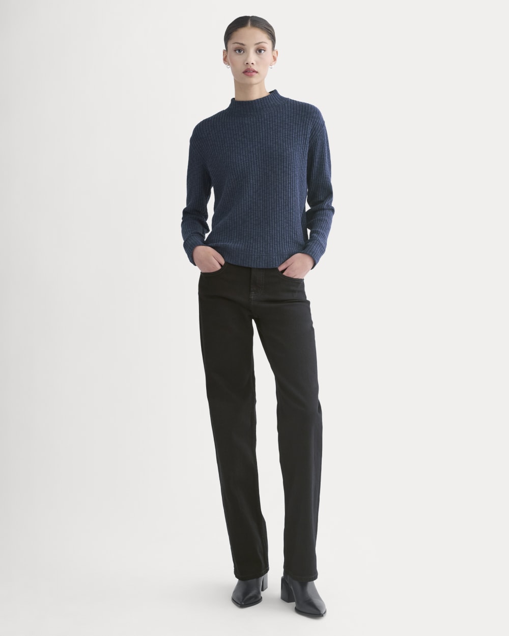 The Cozy Rib Funnel-Neck | Navy