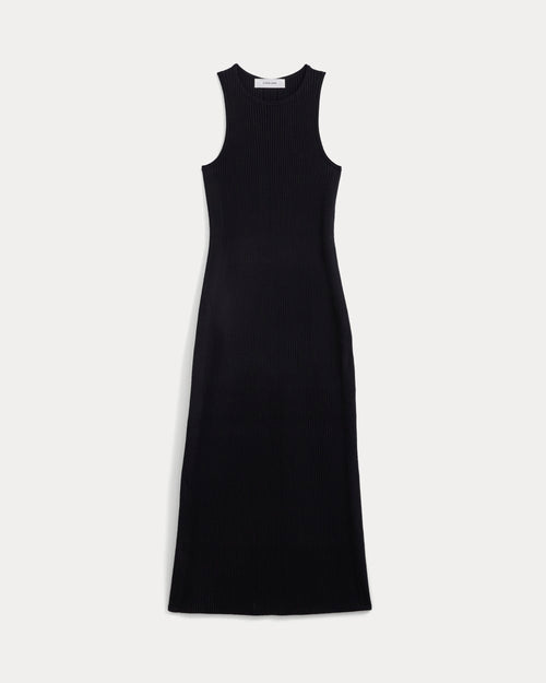 Cutaway Ribbed Midi Dress | Black